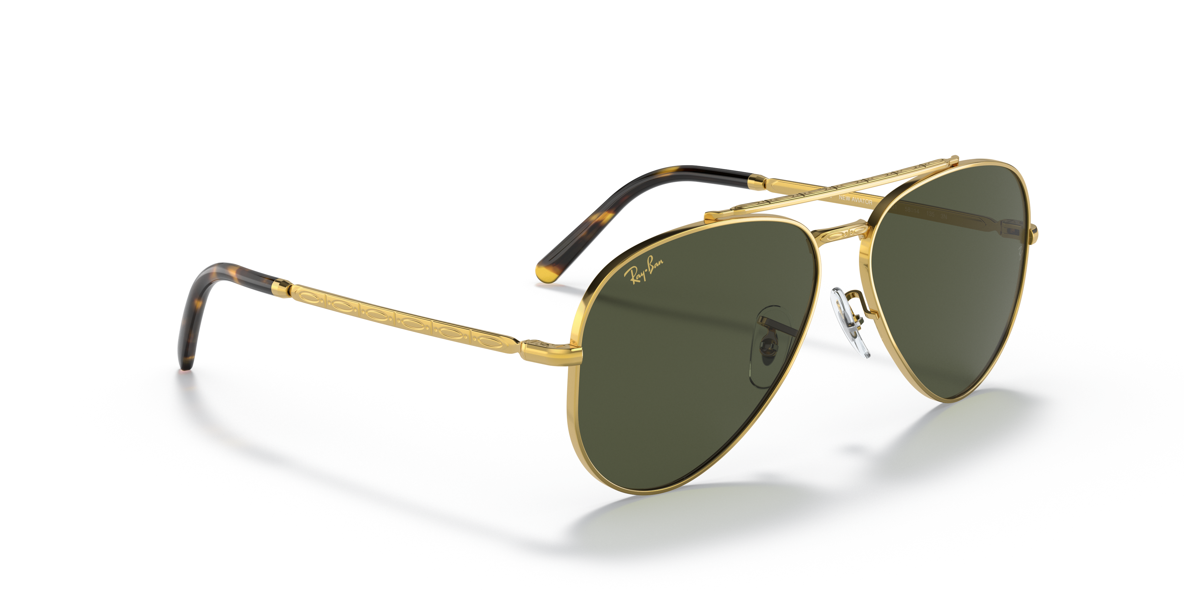 小物 Ray- Ban Aviator Ray-Ban RB3625 New Aviator L (58 - 14) with Green lenses and Gold