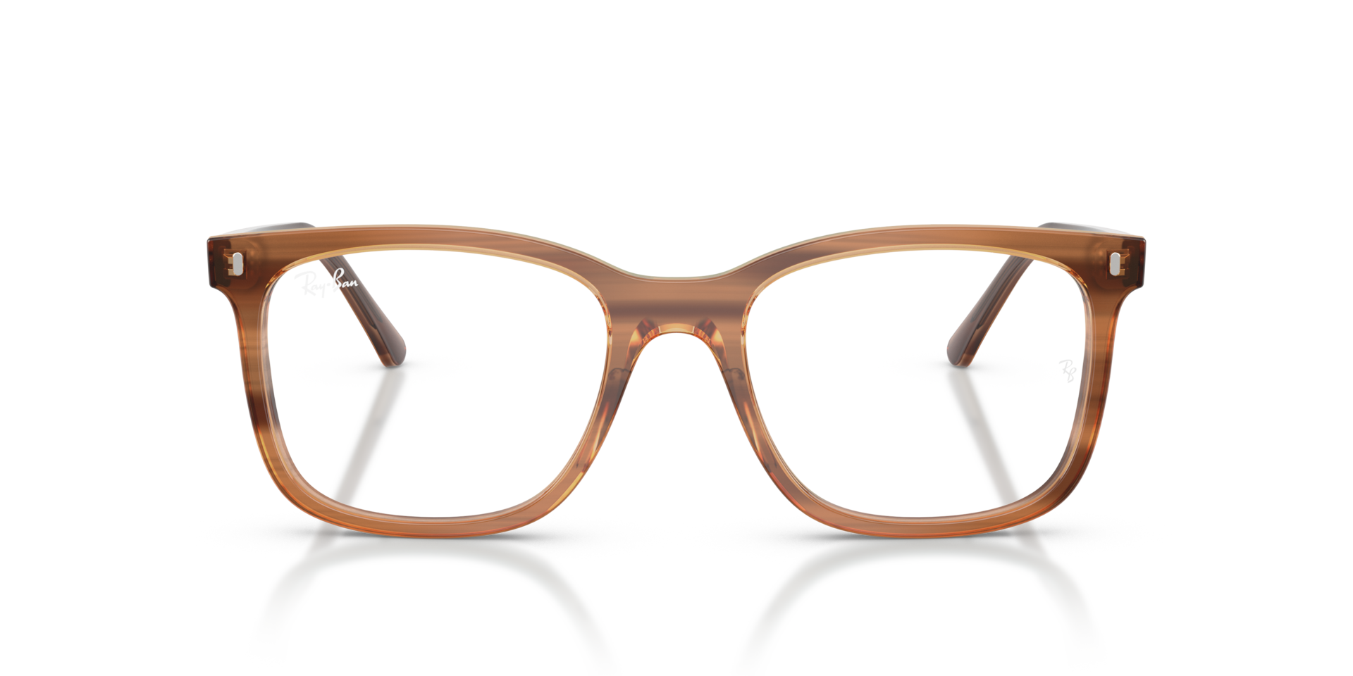 Ray-Ban Rb5446 Optical Striped Brown Frame Clear Lenses Polarized 51-19