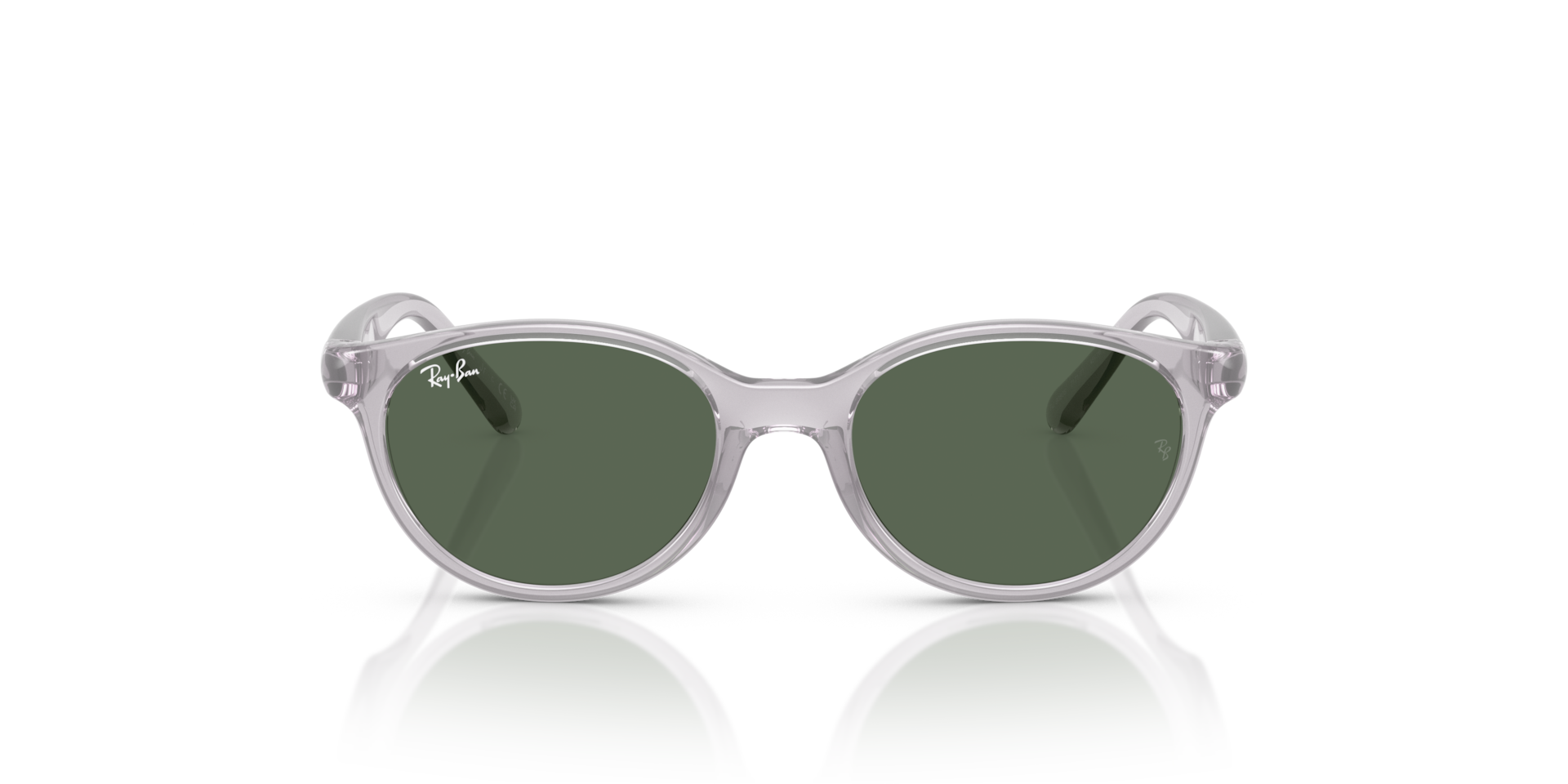 Ray-Ban Rb9080s Kids Bio-based Sunglasses Transparent Grey Frame Green Lenses 45-16