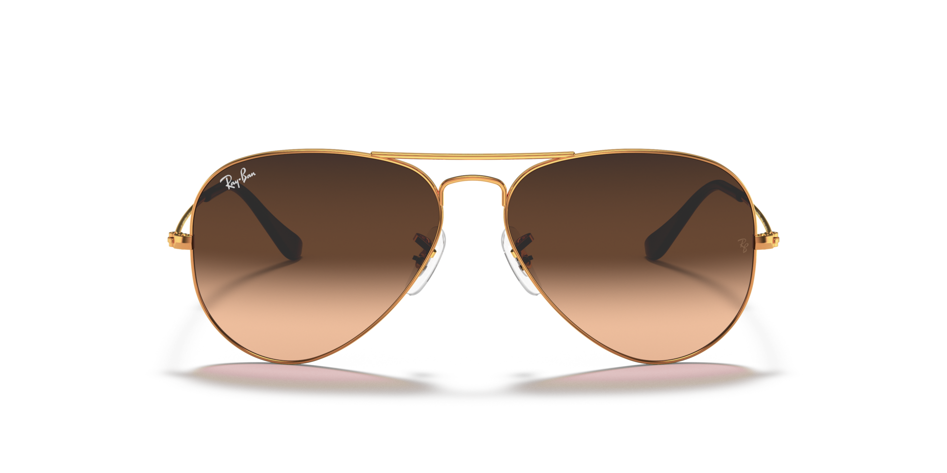 Ray-Ban Aviator Gradient Sunglasses Light Brown Frame Pink Lenses 58-14