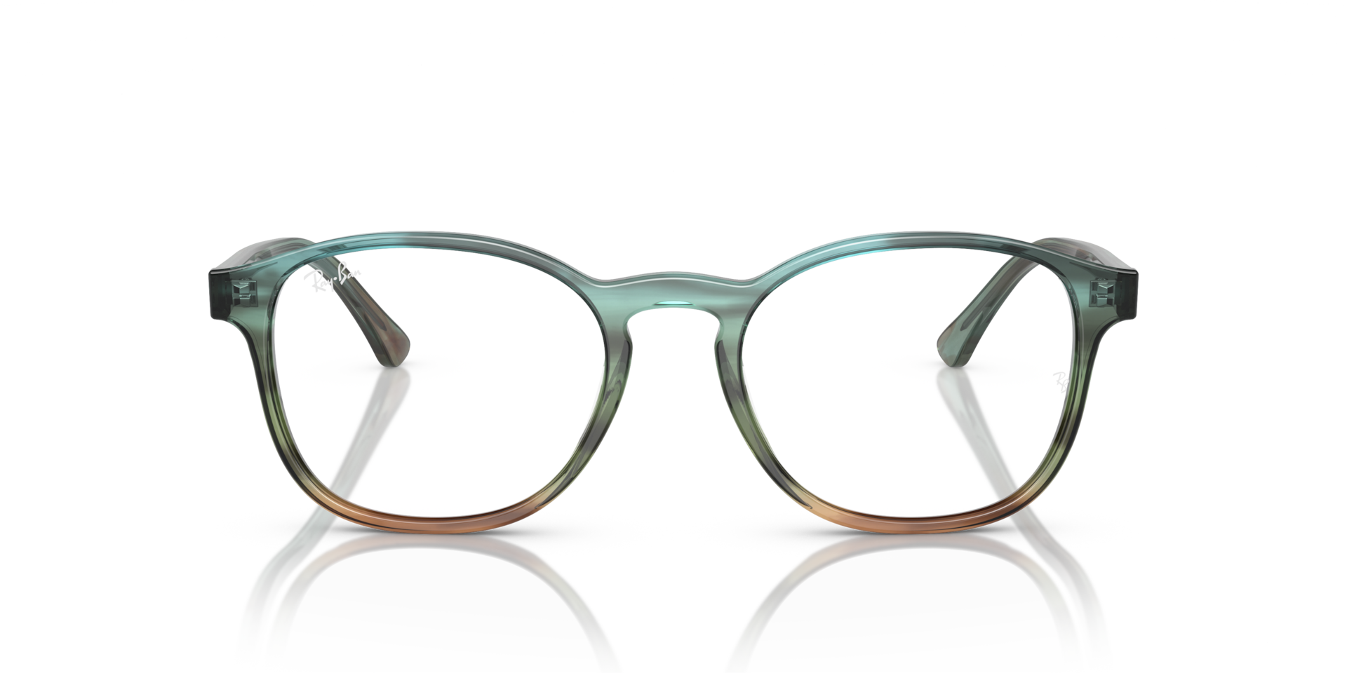 Ray-Ban Rb5417 Optics Optical Striped Blue & Green Frame Clear Lenses Polarized 52-19