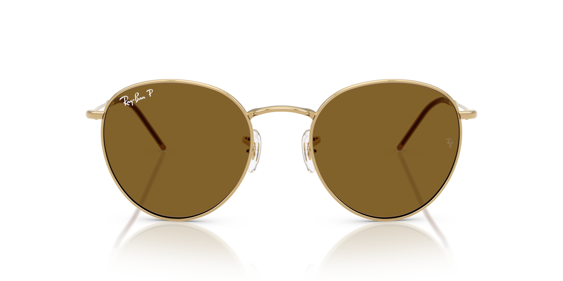 Ray-Ban Round Reverse Sunglasses Arista Gold Frame Brown Lenses Polarized 53-21