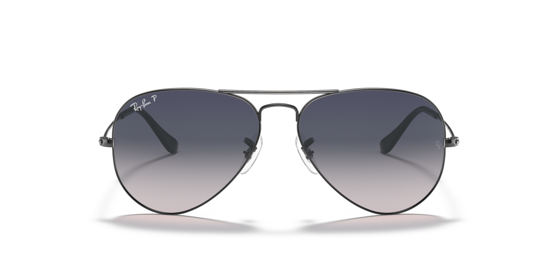 Ray-Ban Aviator Gradient Sunglasses Gunmetal Frame Blue Lenses Polarized 58-14