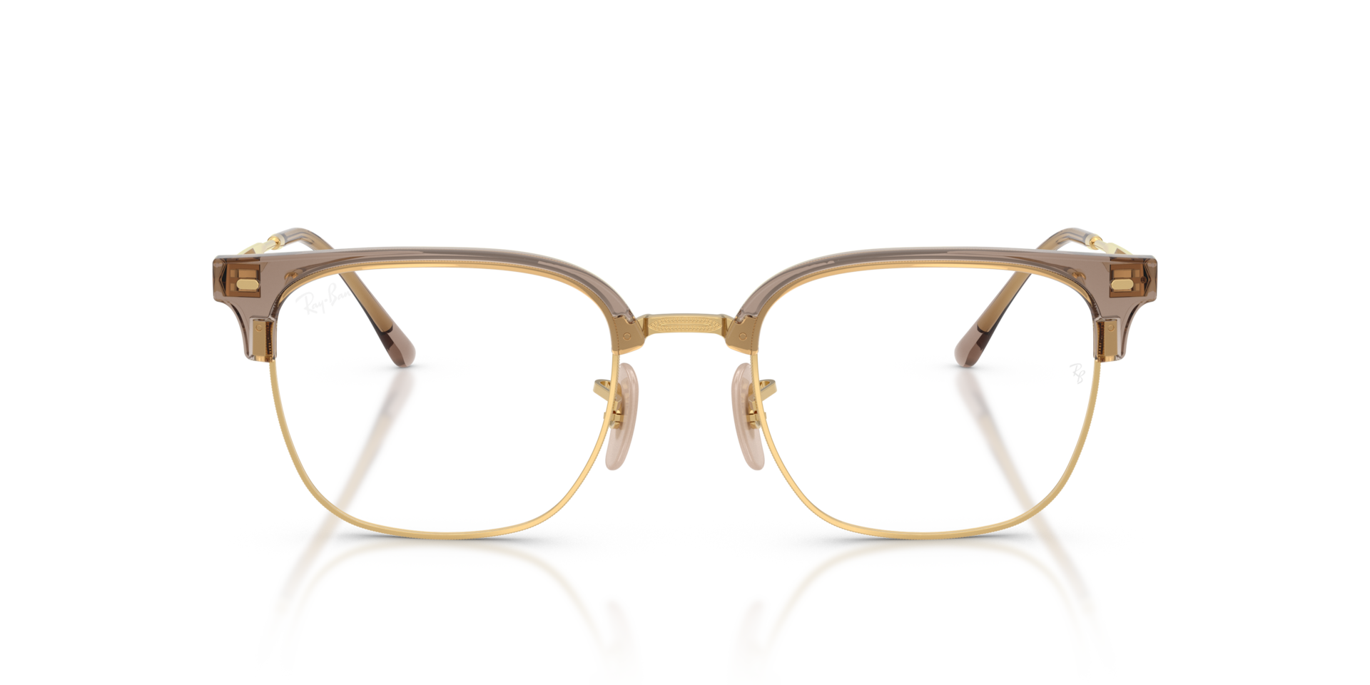 Ray-Ban New Clubmaster Optics Optical Gold Frame Clear Lenses Polarized 51-20