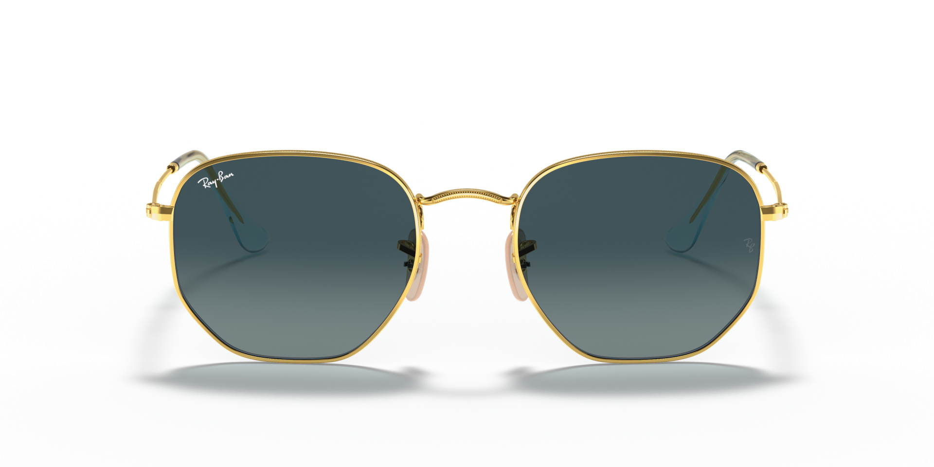Ray-Ban RB3548N Hexagonal Metal Flat Lenses 91233M Men's Sunglasses Gold Size 51