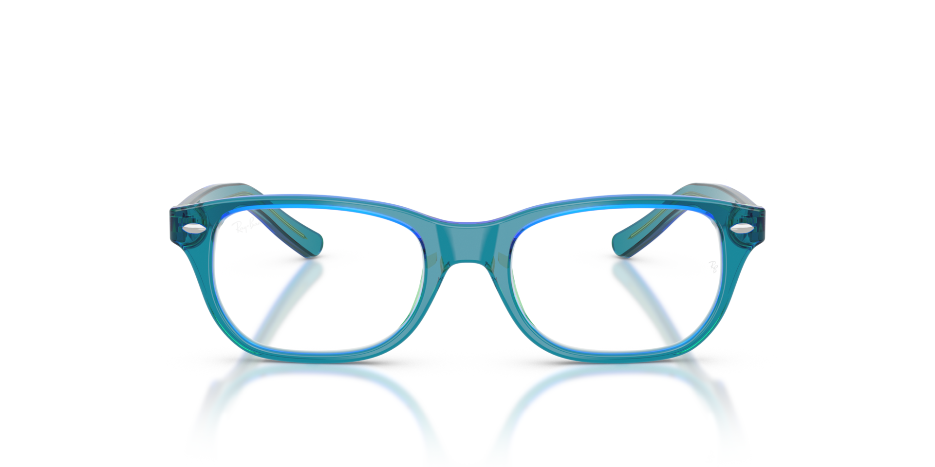 Ray-Ban Rb1555 Optics Kids Optical Transparent Blue & Green Frame Clear Lenses Polarized 48-16