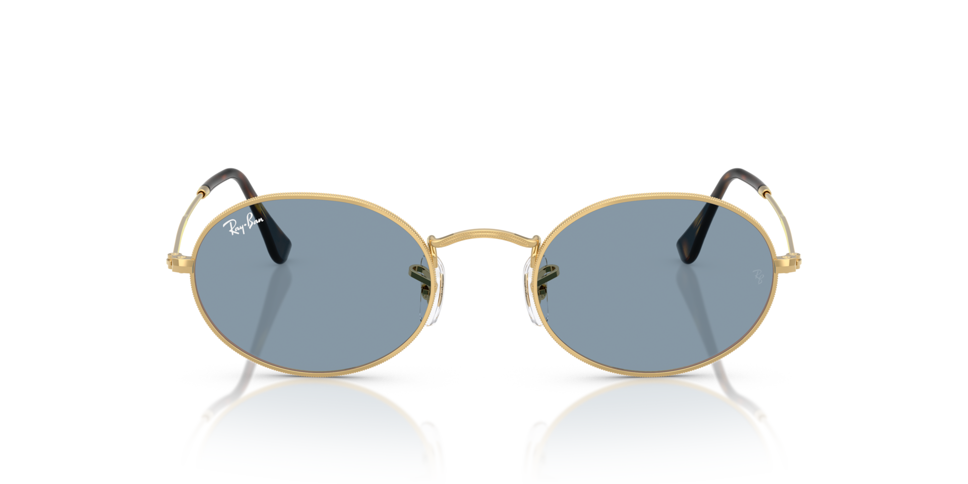 Ray-Ban Oval Metal Summer Capsule Sunglasses Arista Gold Frame Blue Lenses 51-21