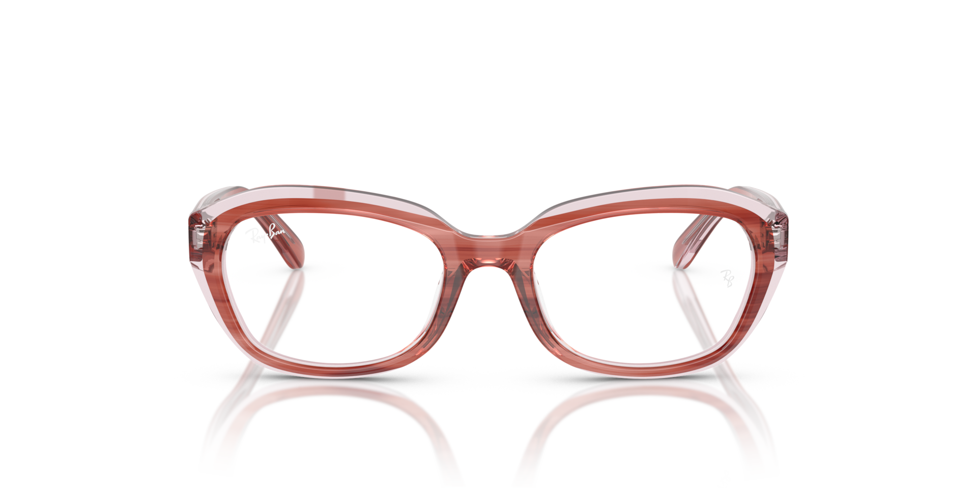 Ray-Ban Rb1636 Optics Kids Optical Striped Pink On Transparent Pink Frame Clear Lenses Polarized 46-17