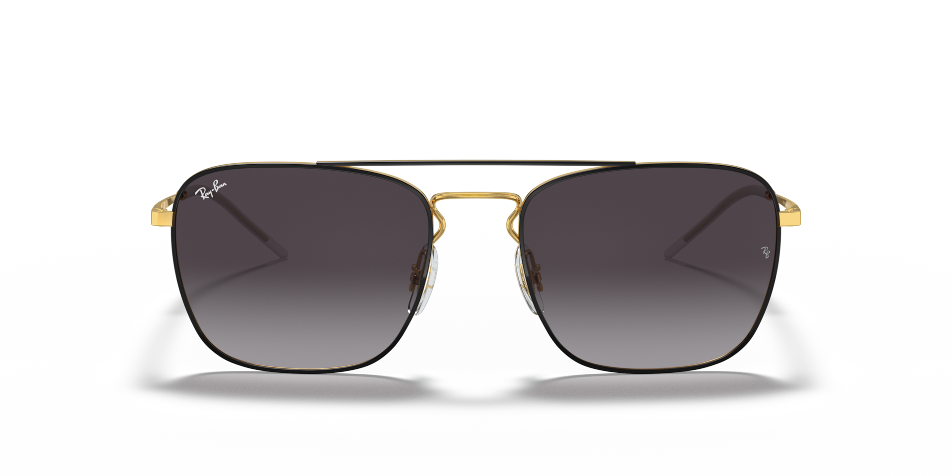 Ray-Ban Rb3588 Sunglasses Black On Gold Frame Grey Lenses 55-19
