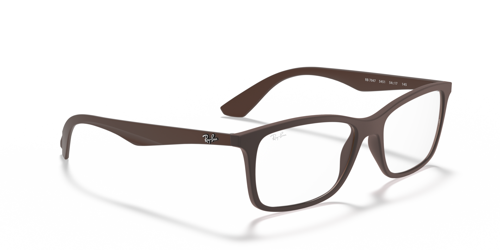 Ray-Ban Rb7047 Optics Optical Brown Frame Clear Lenses Polarized 56-17