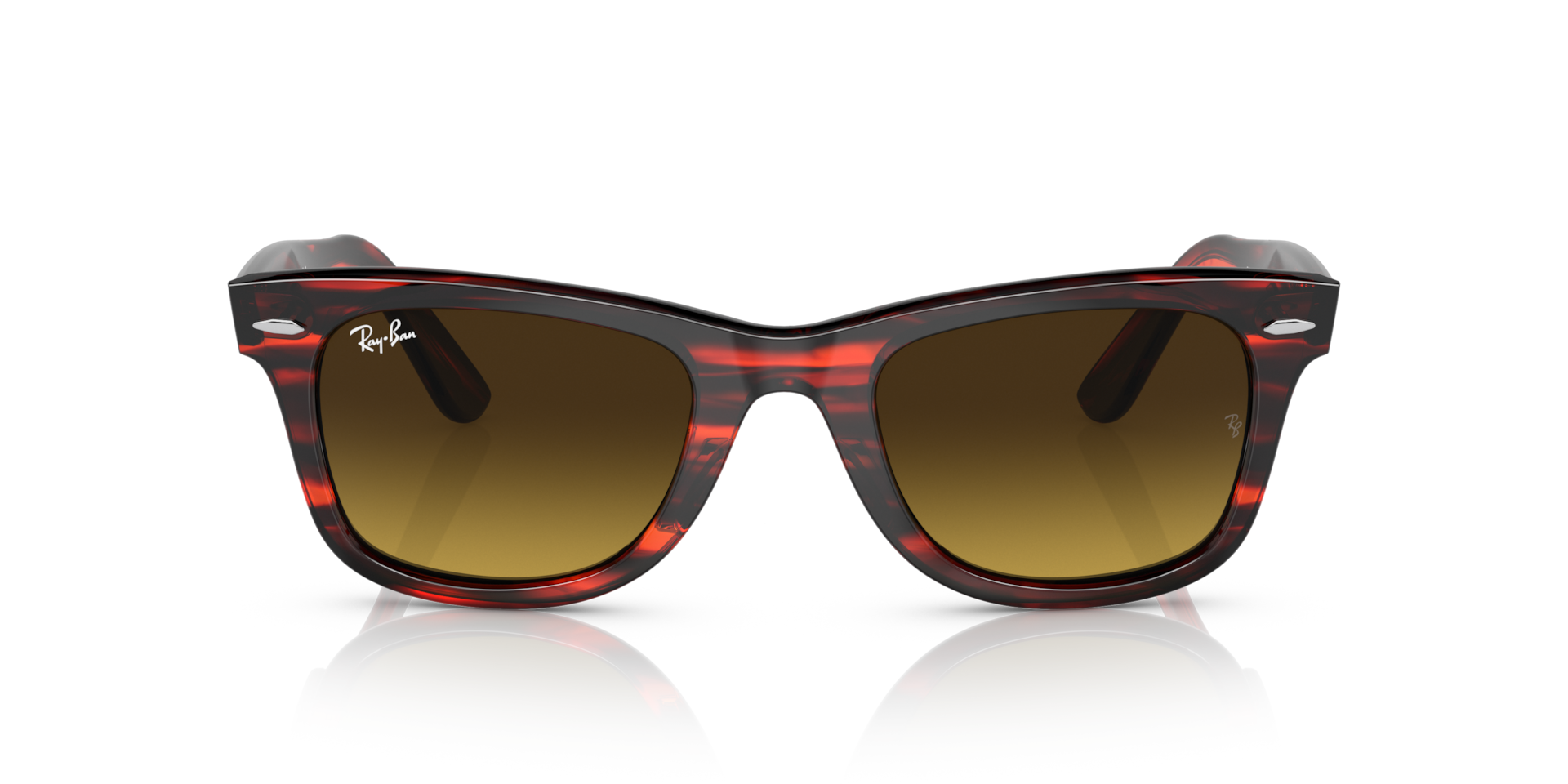 Ray-Ban Original Wayfarer Bio-based Sunglasses Striped Red Frame Brown Lenses 50-22