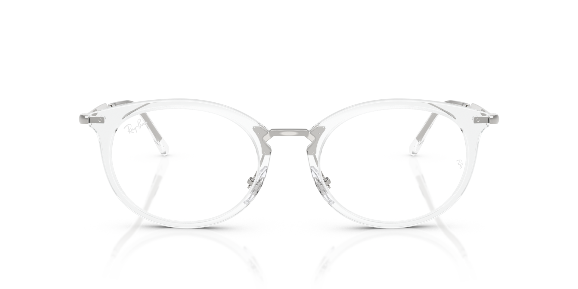 Ray-Ban Rb7255 Optics Optical Silver Frame Clear Lenses Polarized 53-20