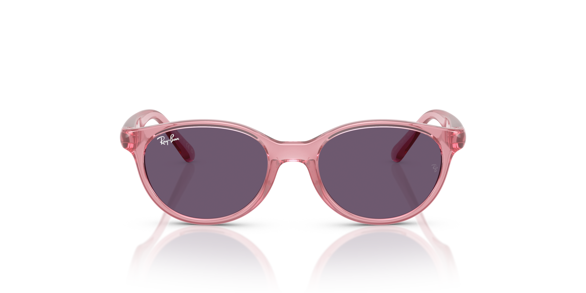 Ray-Ban Rb9080s Kids Bio-based Sunglasses Transparent Pink Frame Violet Lenses 45-16