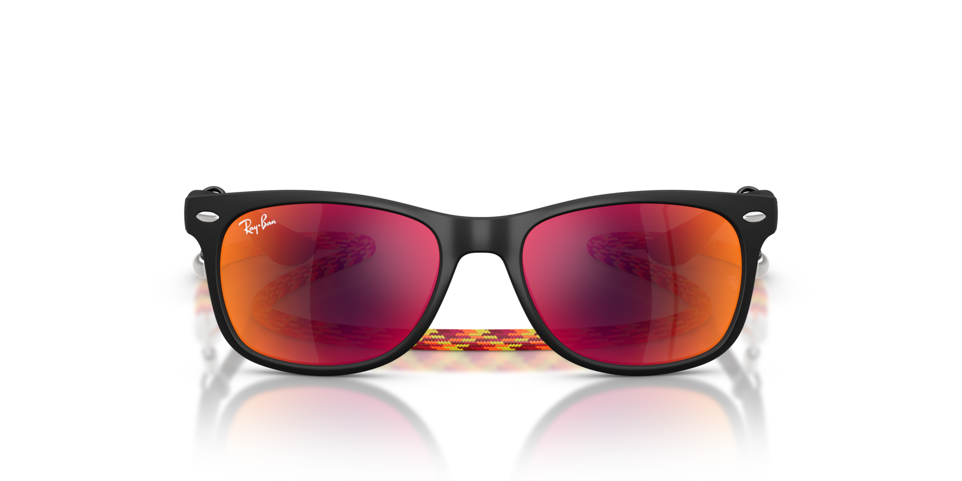 Ray-Ban New Wayfarer Kids Summer Capsule Sunglasses Rubber Black Frame Brown Lenses 47-15
