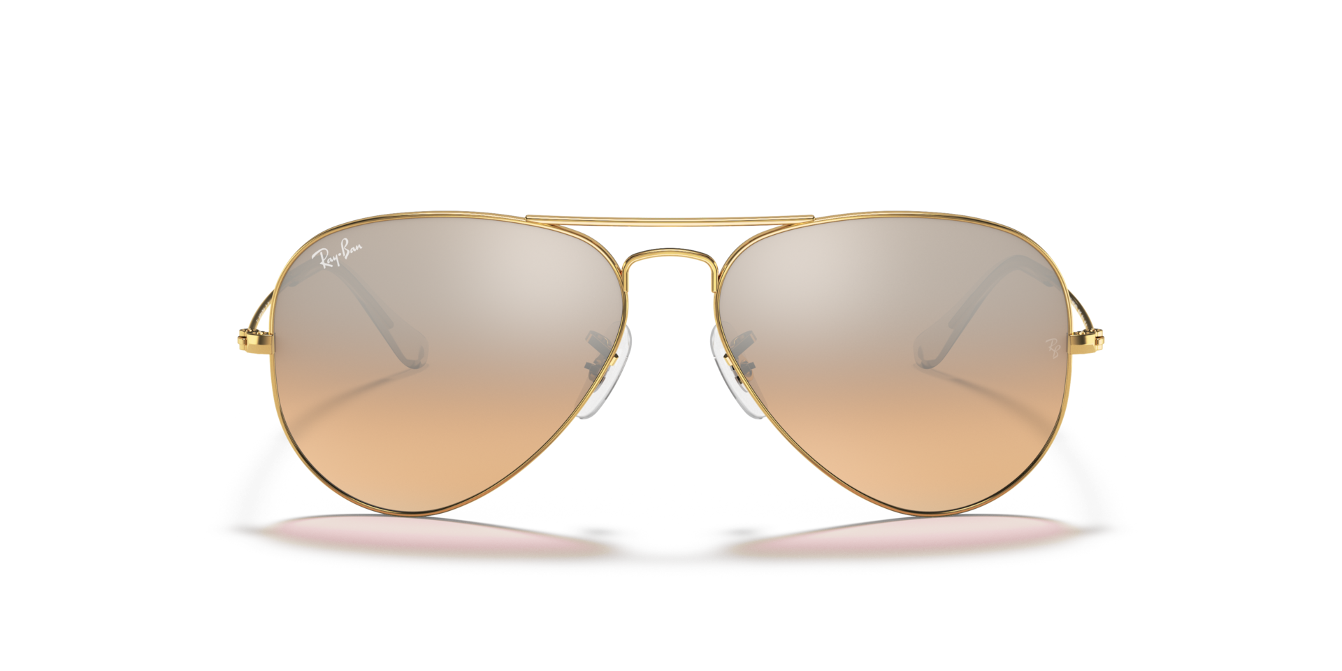 Ray-Ban Aviator Gradient Sunglasses Arista Gold Frame Silver Lenses 55-14