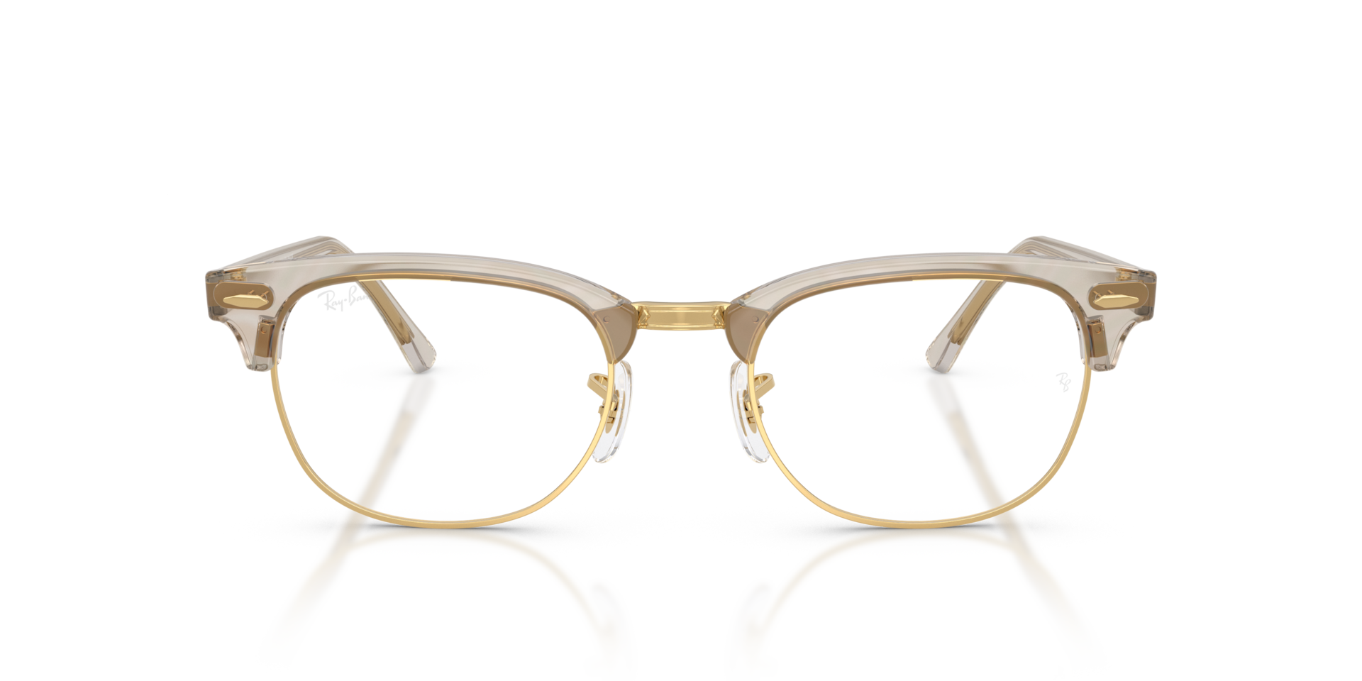 Ray-Ban Clubmaster Optics Change Optical Photo Waves Grey Frame Clear Lenses Polarized 51-21