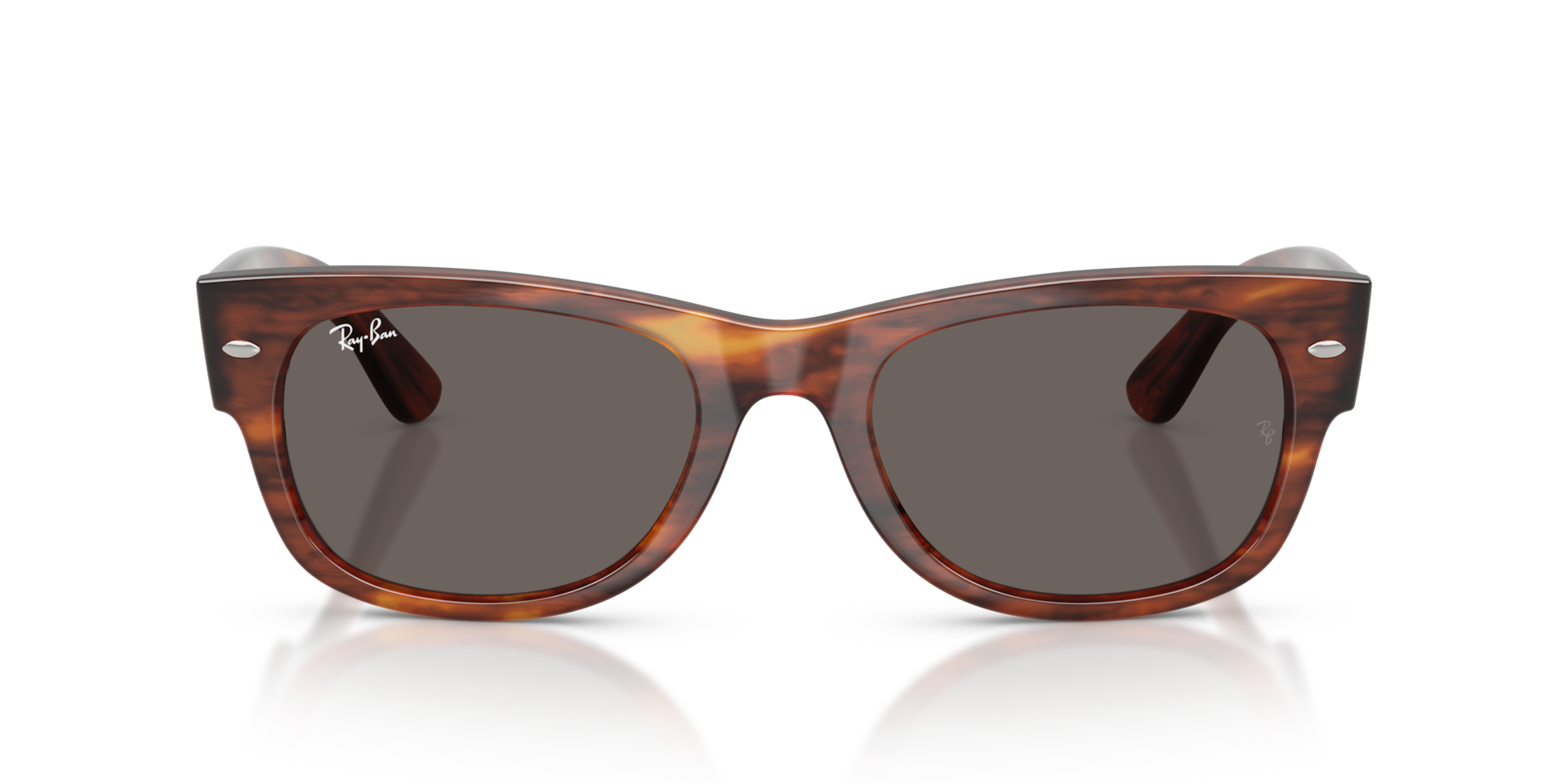 Ray-Ban Mega Wayfarer II Sunglasses Striped Havana Frame Grey Lenses 55-21