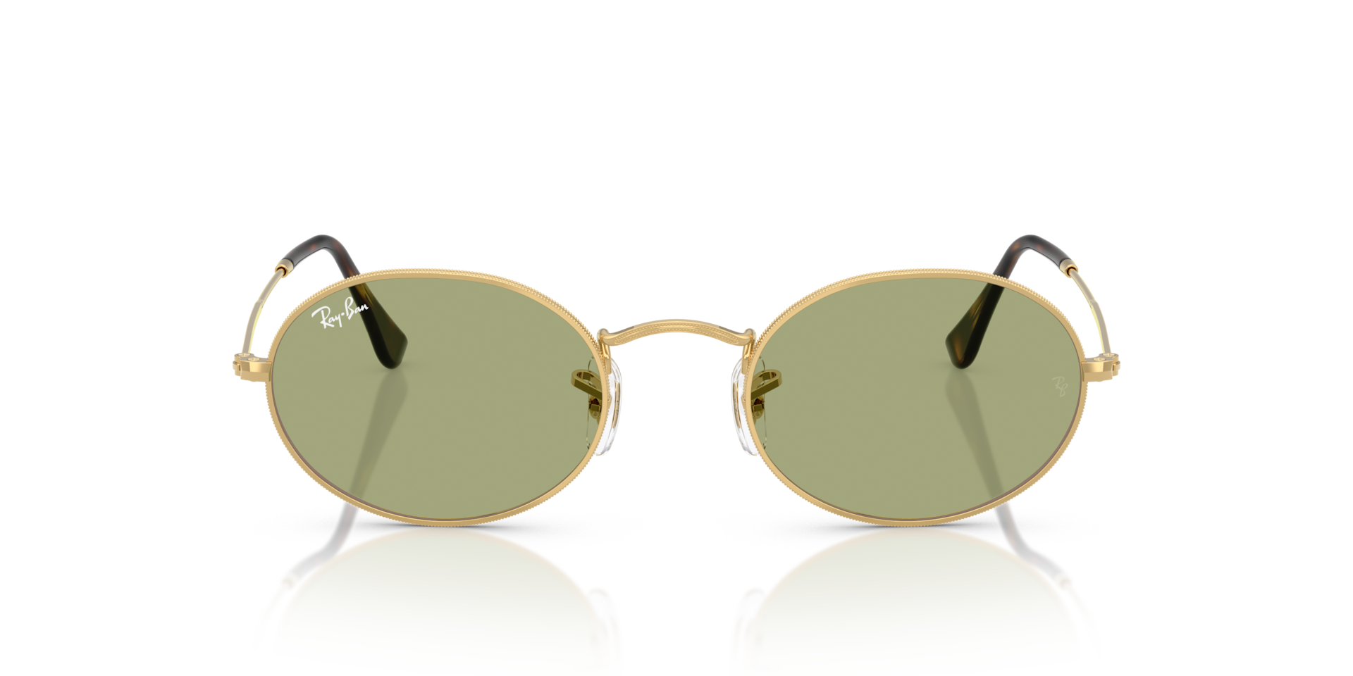 Ray-Ban Oval Metal Summer Capsule Sunglasses Arista Gold Frame Green Lenses 51-21