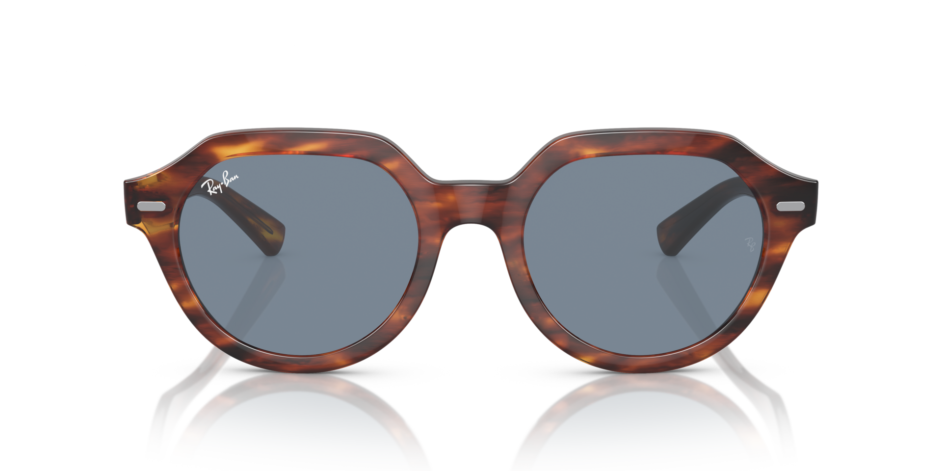 Ray-Ban Gina Sunglasses Striped Havana Frame Blue Lenses 53-21