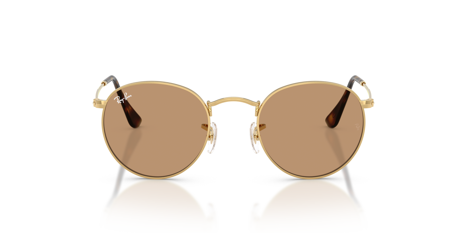 Ray-Ban Round Metal Sunglasses Arista Frame Brown Lenses 53-21