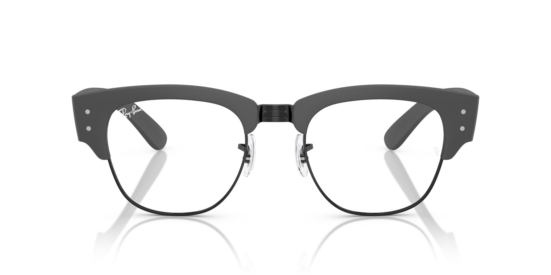 Ray-Ban Mega Clubmaster Optics Liteforce Optical Sand Grey Frame Clear Lenses Polarized 52-21