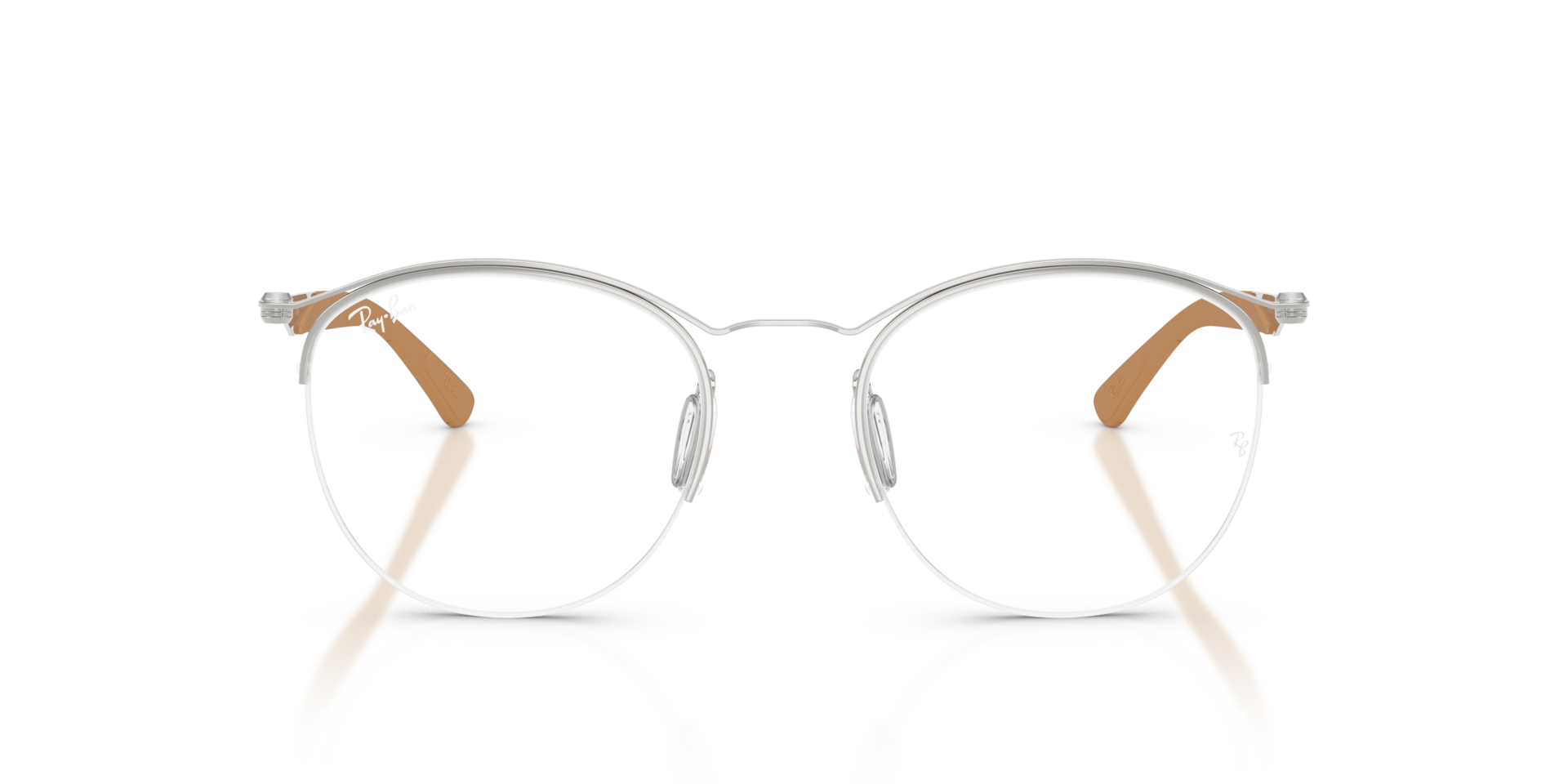 Ray-Ban Rb7553 Optics Optical Silver Frame Clear Lenses Polarized 52-20
