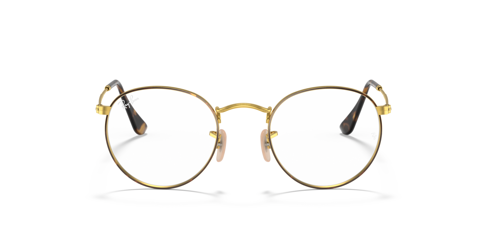 Ray-Ban Round Metal Optics Optical Gold Frame Clear Lenses 53-21