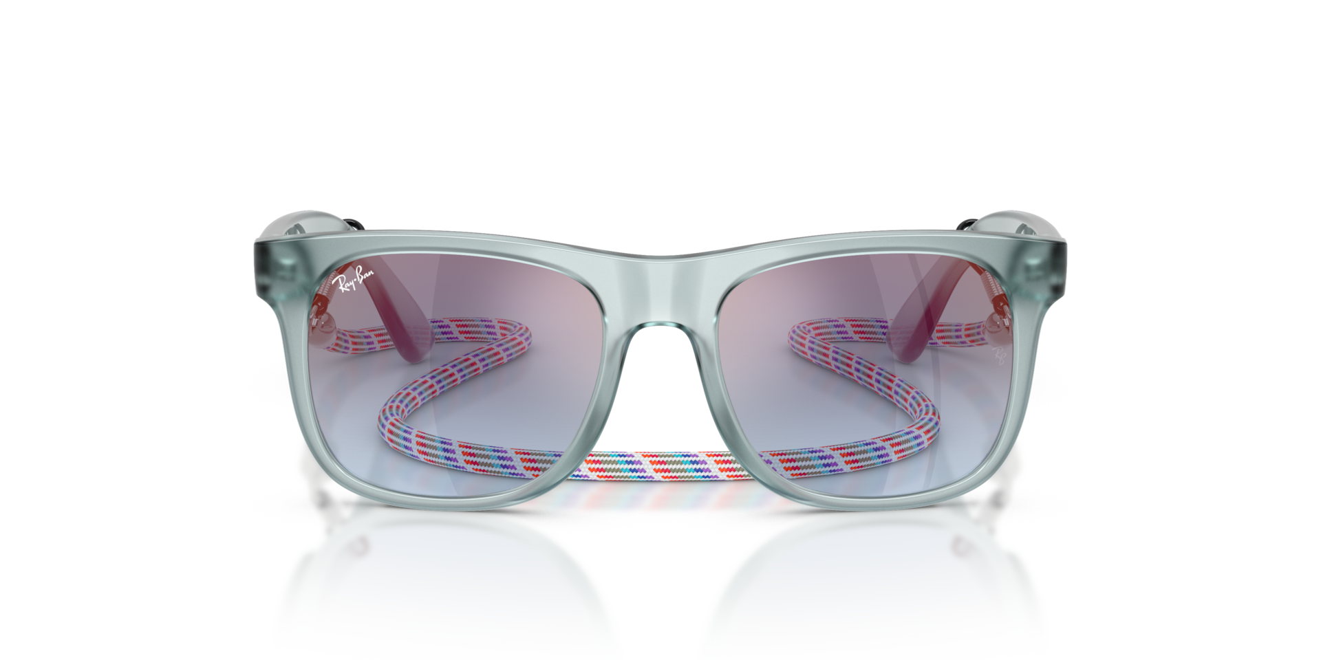 Ray-Ban Justin Kids Summer Capsule Sunglasses Transparent Blue Frame Pink Lenses 48-16