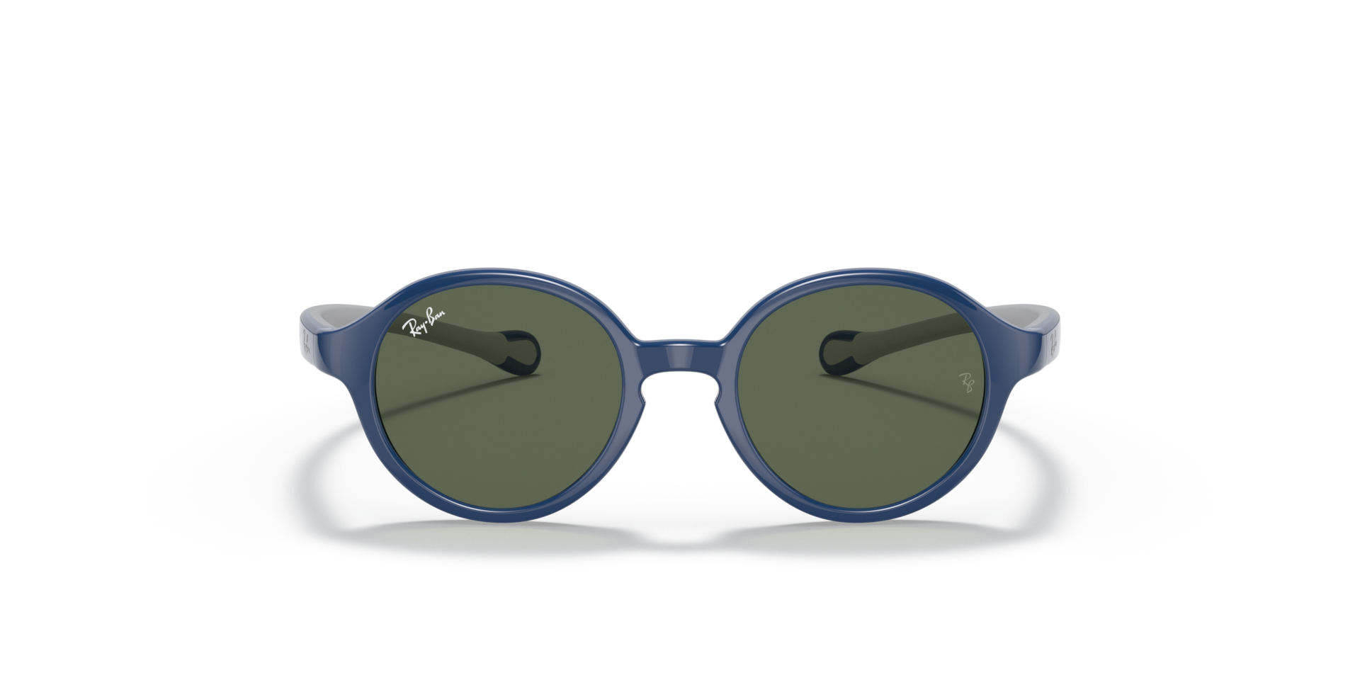 Ray-Ban Rb9075s Kids Sunglasses Blue On Rubber Grey Frame Green Lenses 37-16