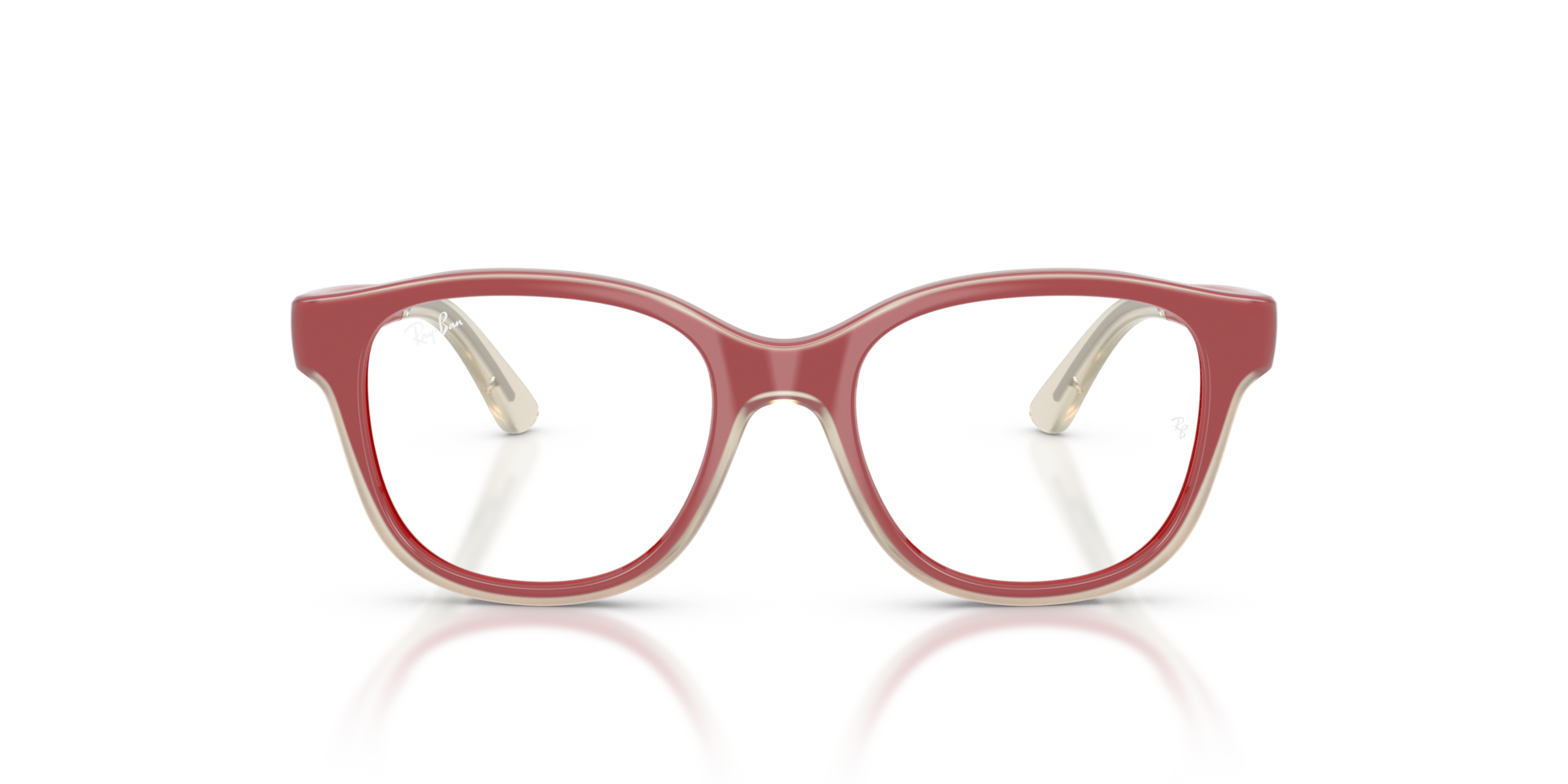 Ray-Ban Rb1950 Optics Kids Everflex Optical Red On Transparent Frame Clear Lenses Polarized 44-17