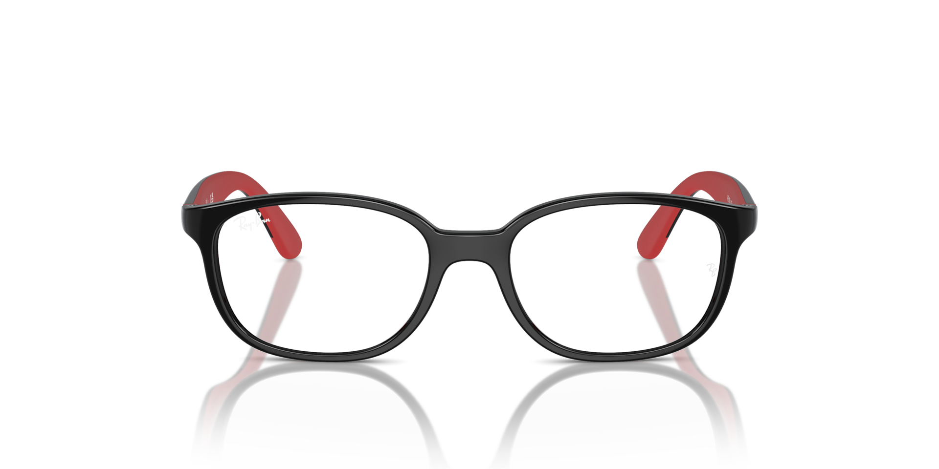Ray-Ban Rb1632 Optics Kids Bio-based Optical Black On Red Frame Clear Lenses 48-16