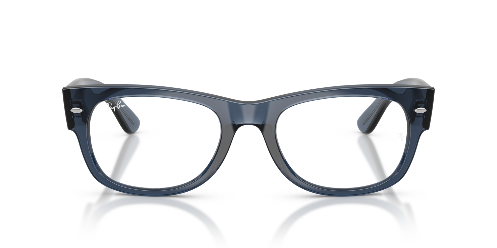 Ray-Ban Mega Wayfarer II Optics Optical Transparent Dark Blue Frame Clear Lenses Polarized 52-21
