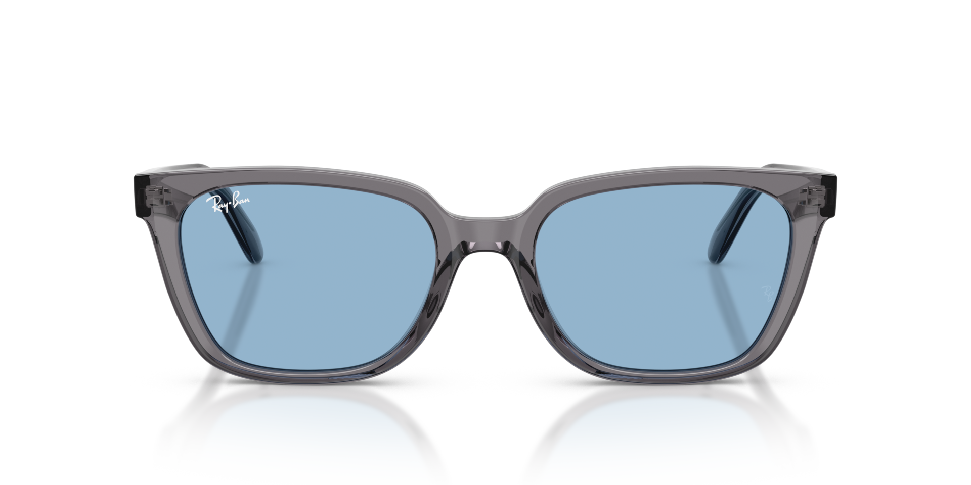 Ray-Ban Rb2243d Sunglasses Transparent Grey Frame Blue Lenses 55-19