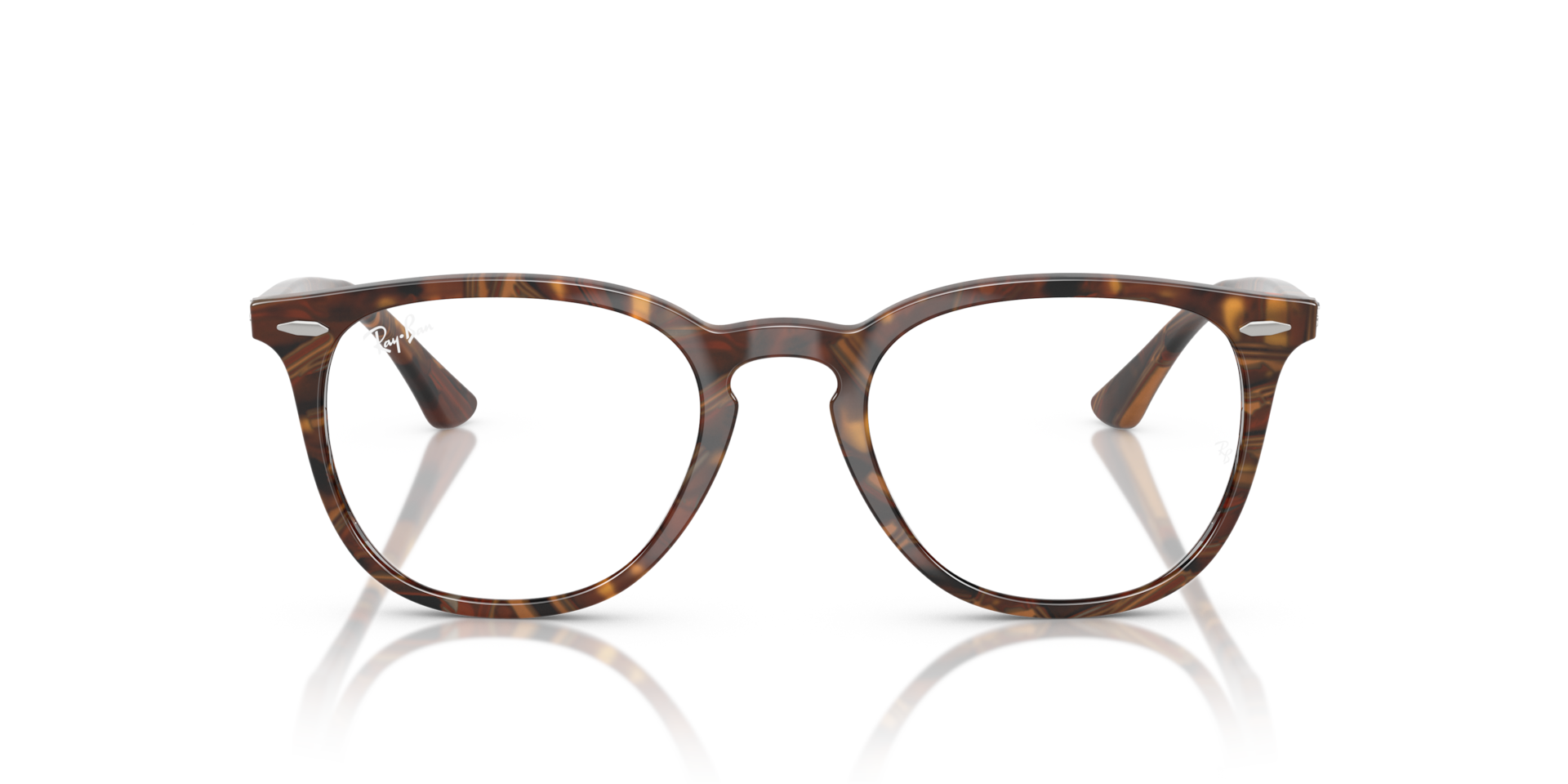 Ray-Ban Rb7159 Optics Optical Transparent Fantasy Brown & Yellow Frame Clear Lenses Polarized 50-20