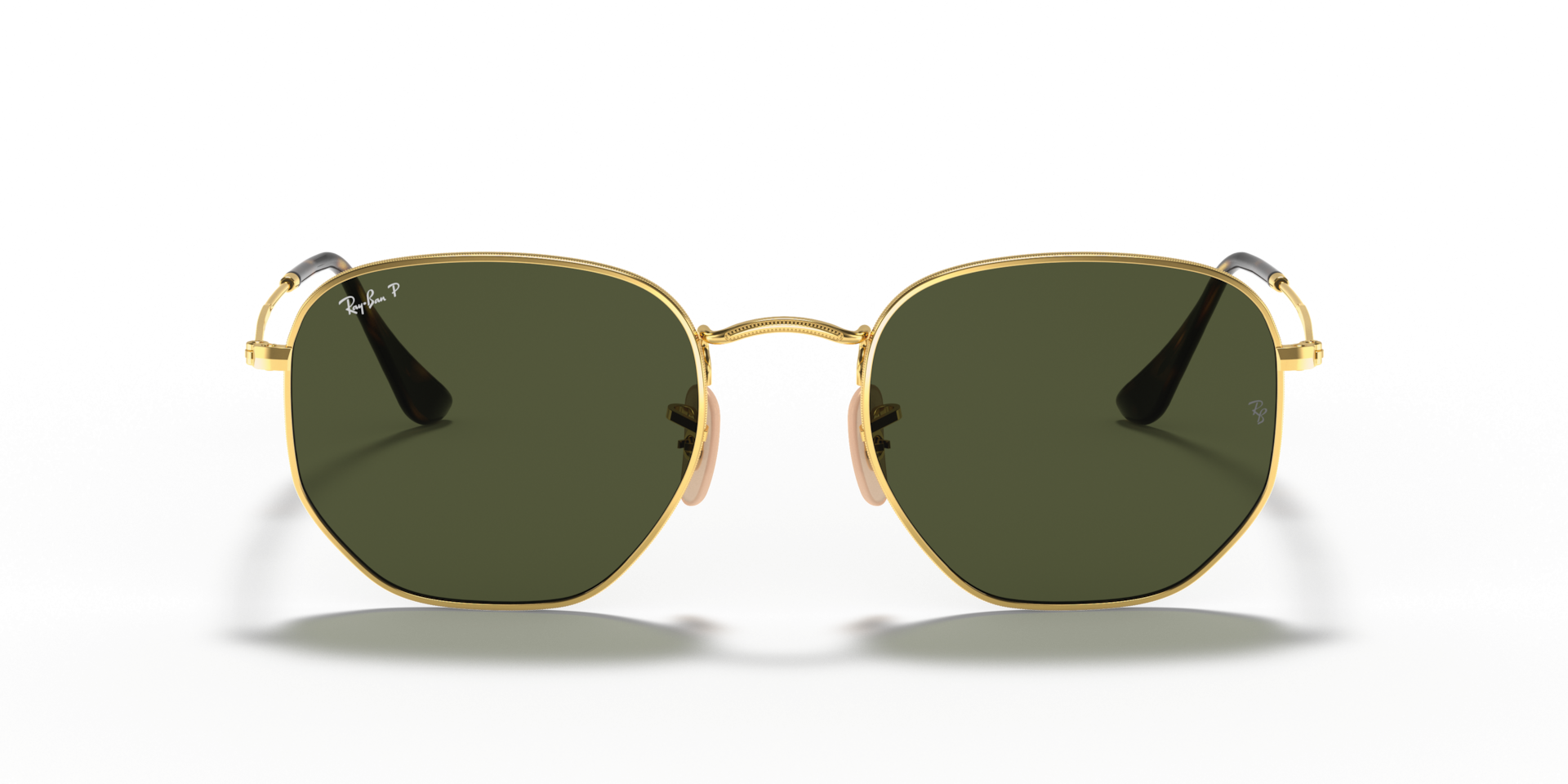Ray-Ban RB3548N Hexagonal Metal Flat Lenses Polarized 001/58 Men's Sunglasses Gold Size 51