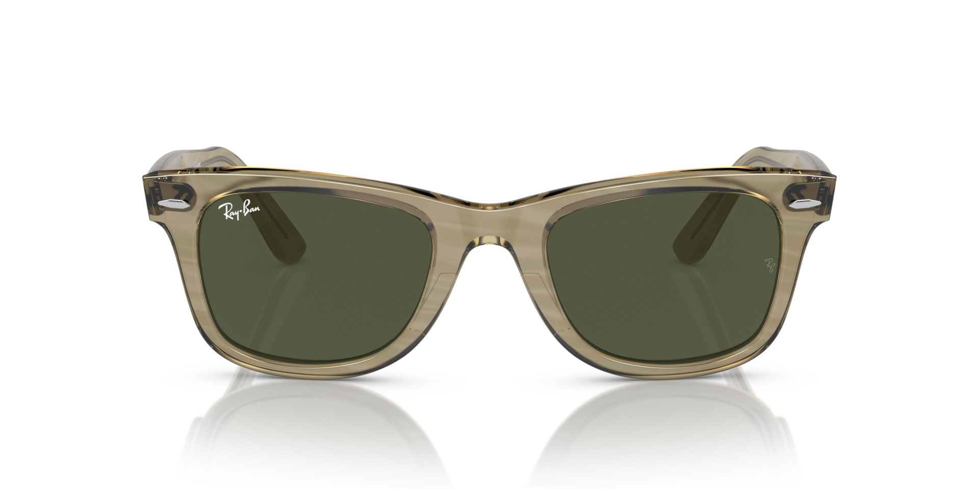 Ray-Ban Original Wayfarer Change Sunglasses Photo Striped Grey Frame Green Lenses 50-22