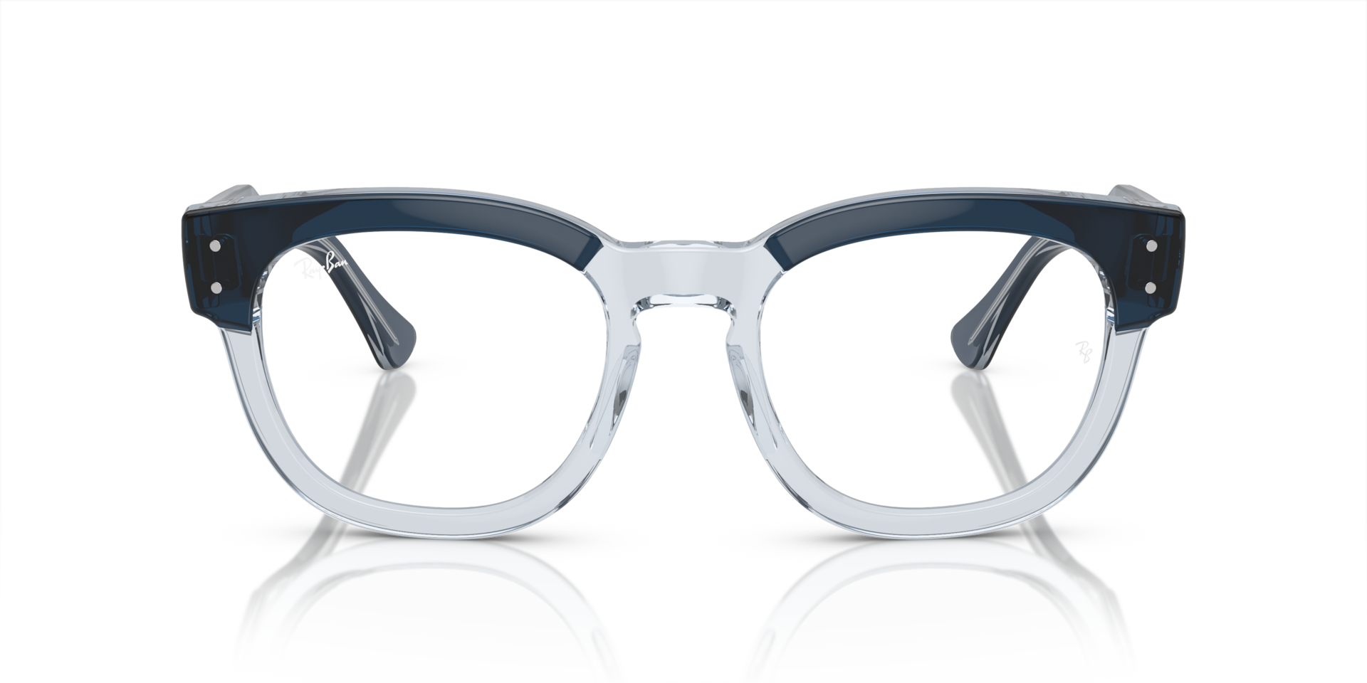 Ray-Ban Mega Hawkeye Optics Optical Blue On Transparent Blue Frame Clear Lenses Polarized 50-21
