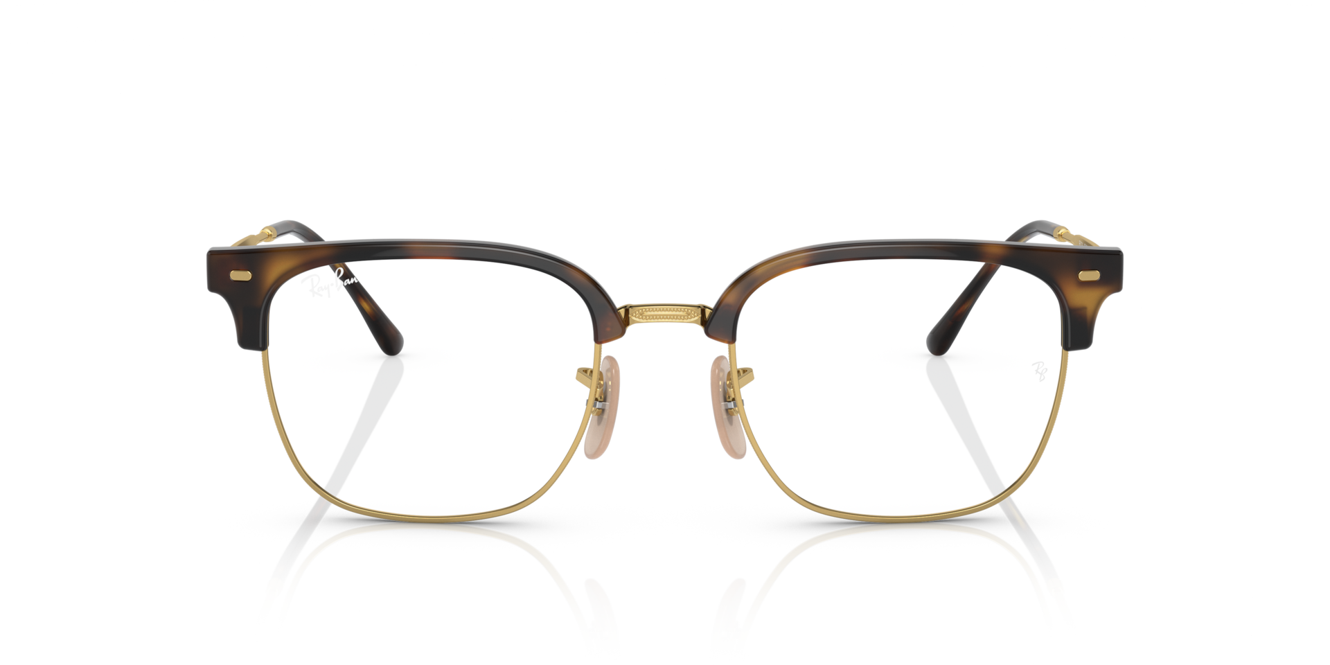 Ray-Ban New Clubmaster Optics Optical Gold Frame Clear Lenses Polarized 53-20