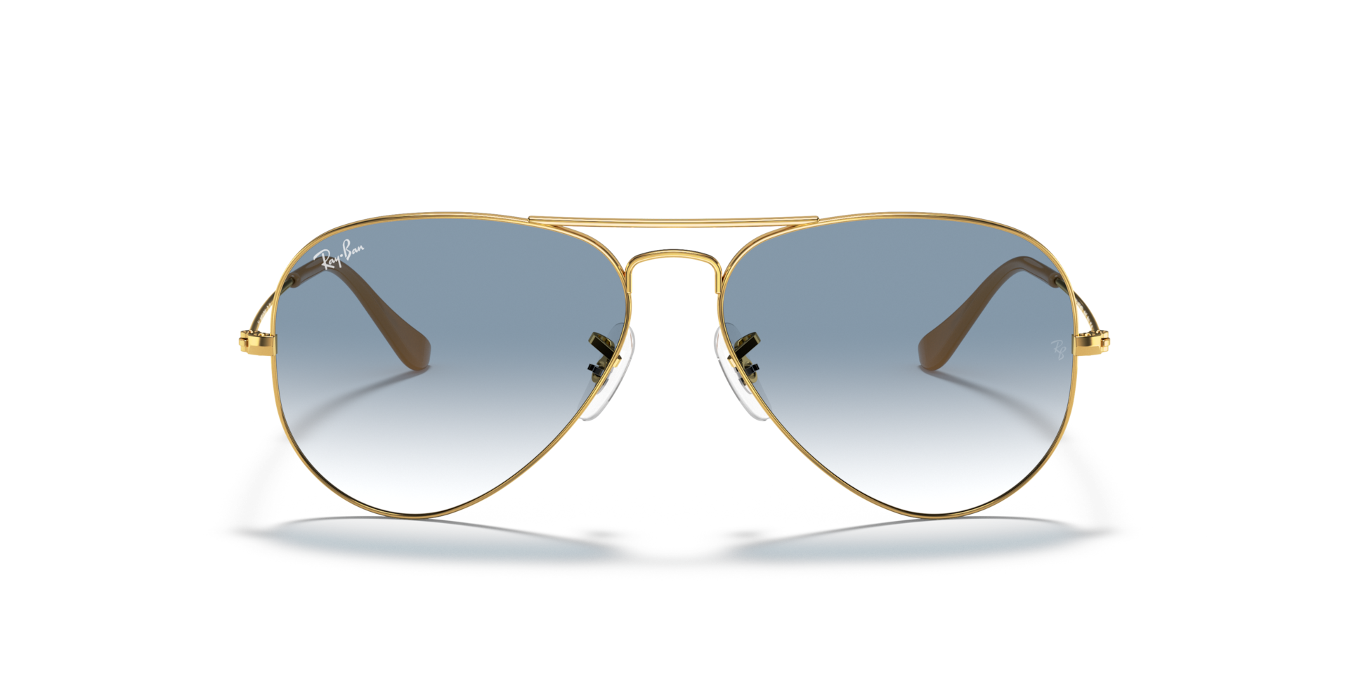 Ray-Ban Aviator Gradient Sunglasses Arista Gold Frame Blue Lenses 58-14