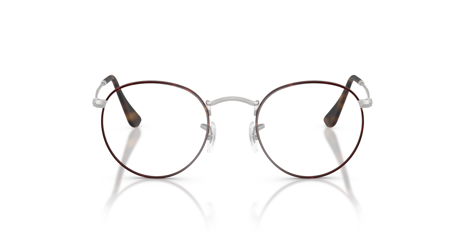 Ray-Ban Round Metal Optics Optical Matte Silver Frame Clear Lenses 47-21