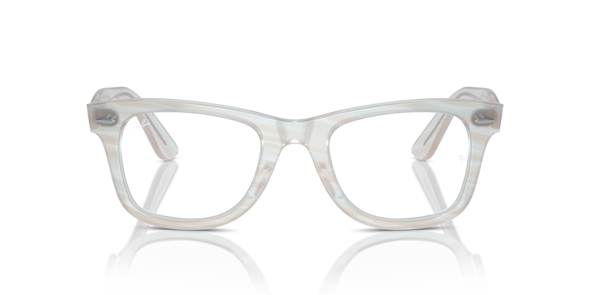 Ray-Ban Wayfarer Ease Optics Change Optical Photo Striped Light Blue Frame Clear Lenses Polarized 50-22