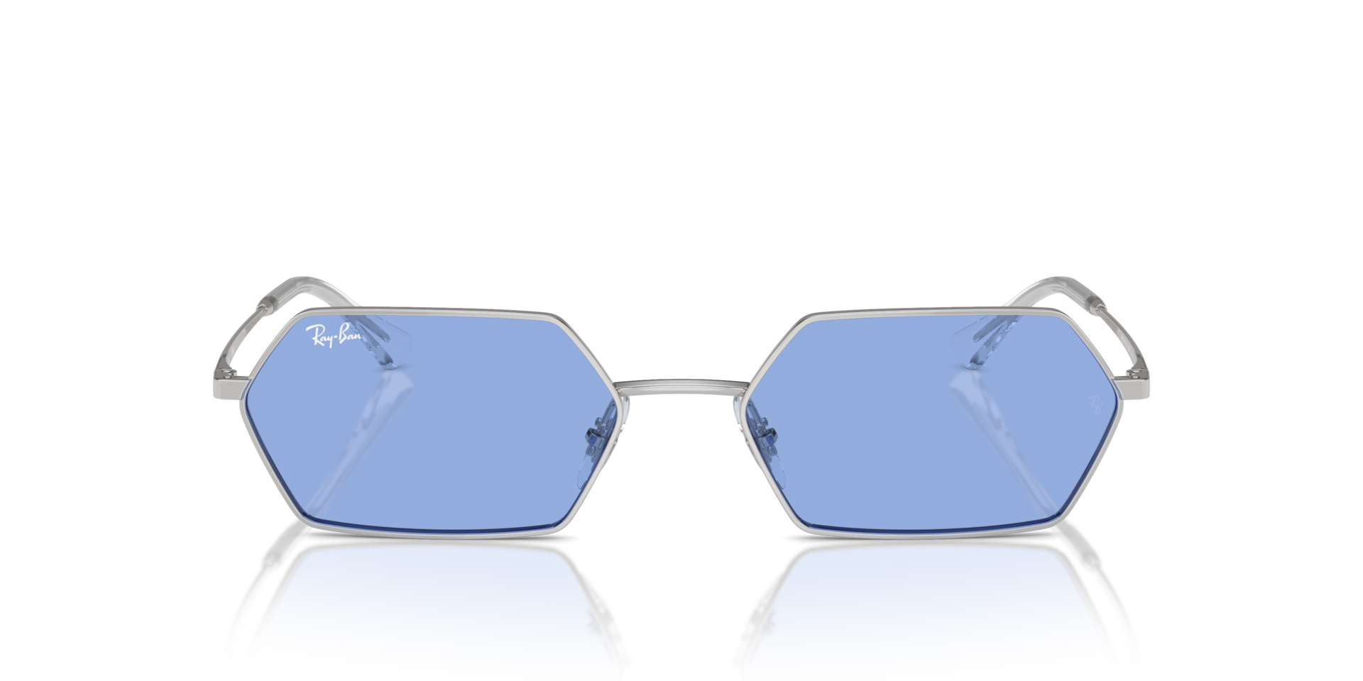 Ray-Ban Yevi Bio-based Sunglasses Silver Frame Blue Lenses 58-18