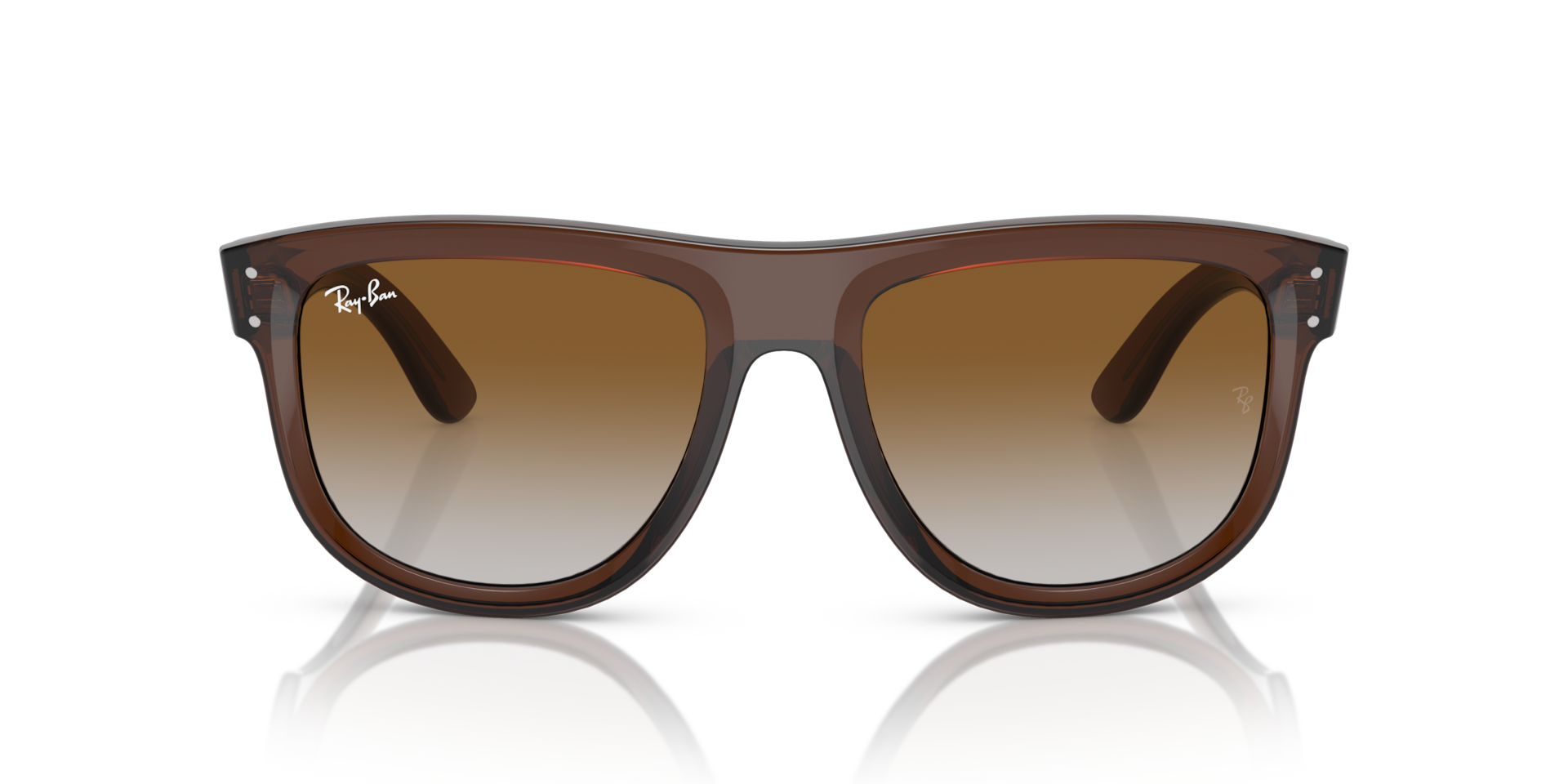Ray-Ban Boyfriend Reverse Sunglasses Transparent Brown Frame Brown Lenses 56-18