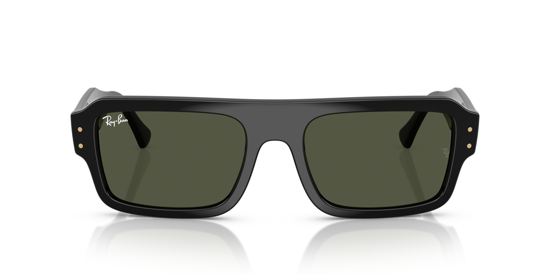 Ray-Ban Flacko Bio-based Sunglasses Black Frame Green Lenses 56-20