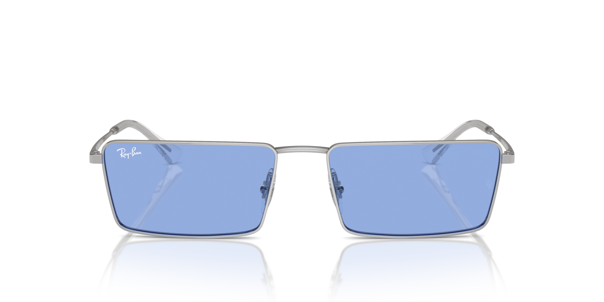 Ray-Ban Emy Bio-based Sunglasses Silver Frame Blue Lenses 59-17