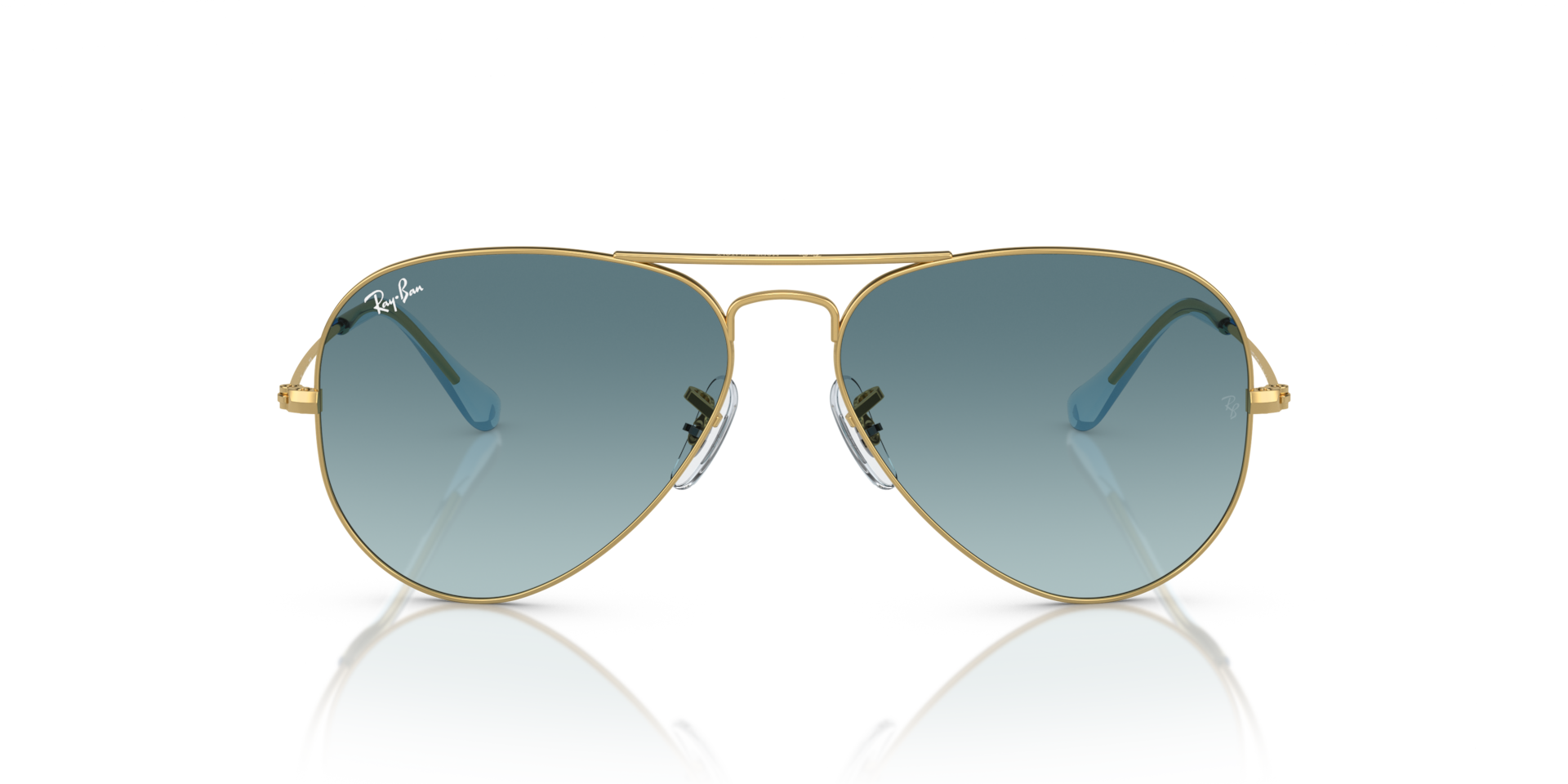 Ray-Ban Aviator Gradient Sunglasses Gold Frame Blue Lenses 58-14