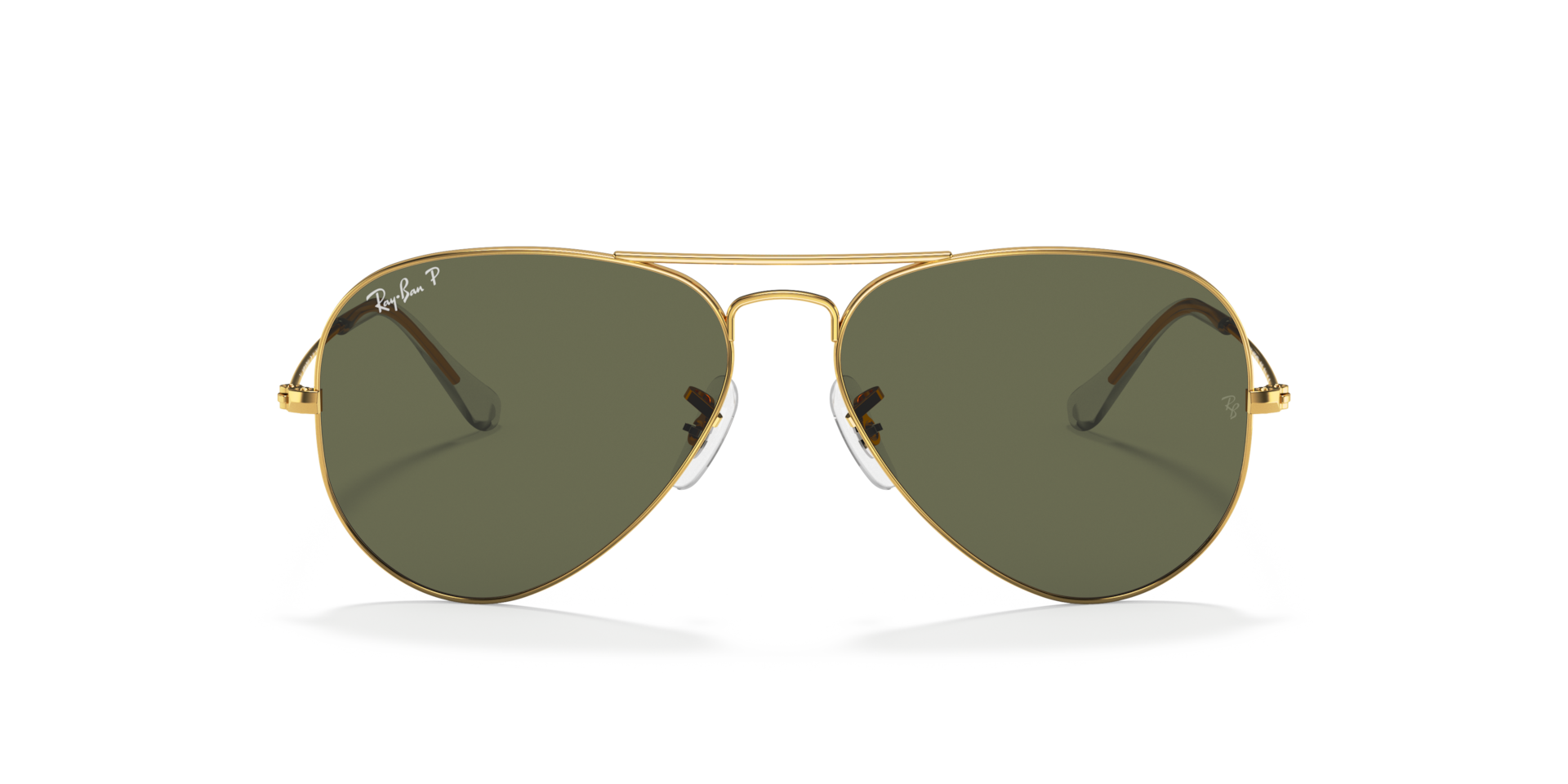 Ray-Ban Aviator Classic Sunglasses Arista Gold Frame Green Lenses Polarized 58-14